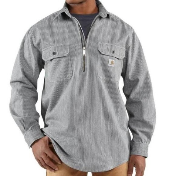 Carhartt Other - Carhartt Men's Blue Hickory Stripe 1/4 Zip Long Sleeve Shirt - Size L Large